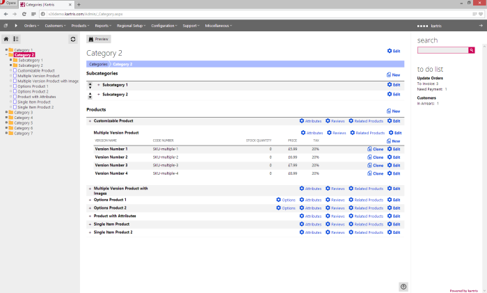 Kartris back end